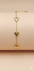 Triple Hearts Chain Bracelet