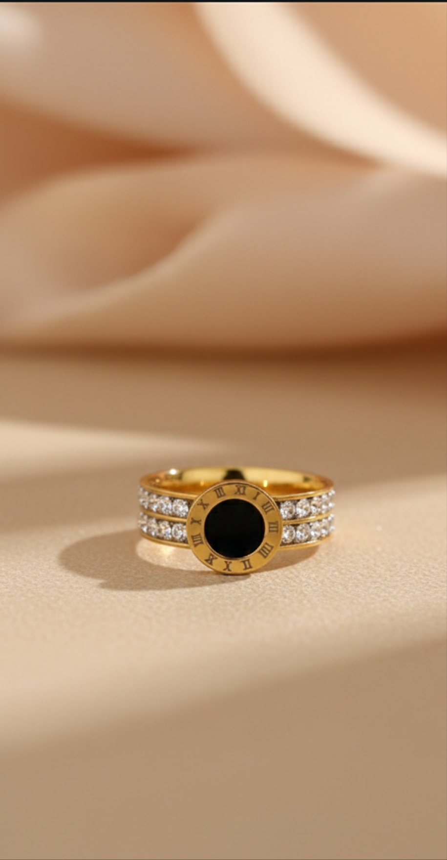 Luxe Black Stone Crystal Ring