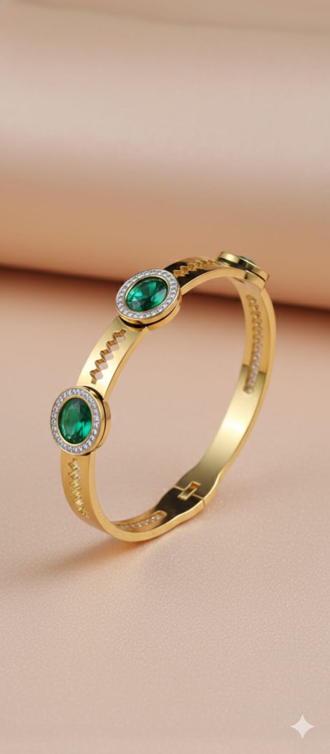 Emerald Aura Stainless steel Handcuff