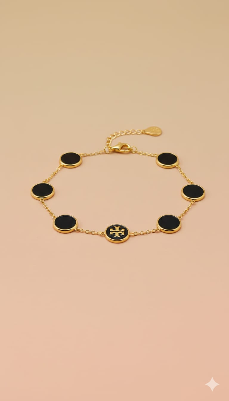 Oynx Disc Black Chain Bracelet